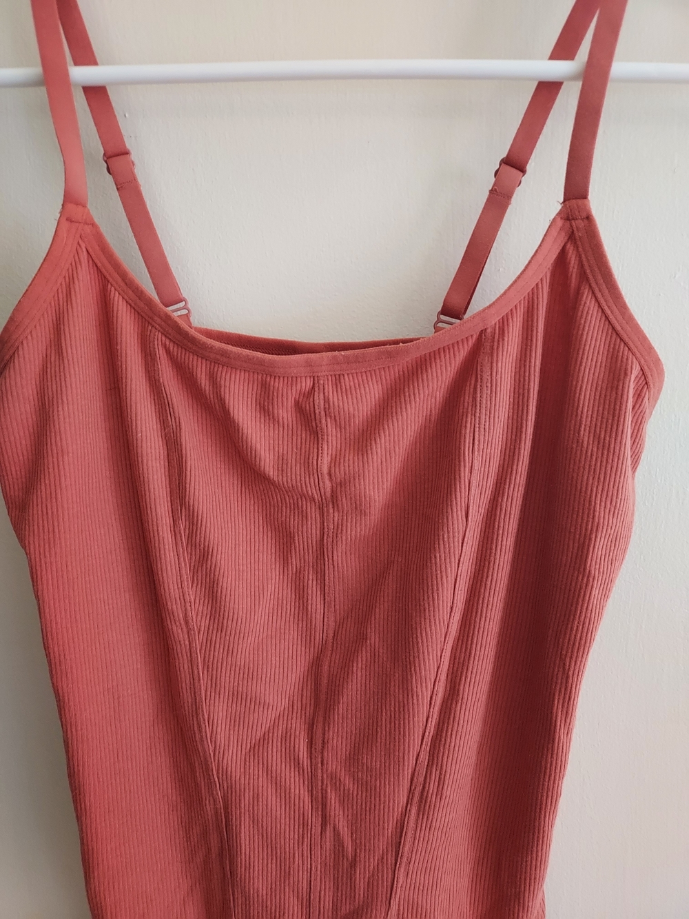 Colsie Ribbed Rust Pink Adjustable-Strap Bodysuit - Picture 3 of 5